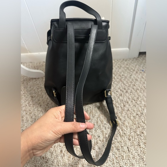 BCBG Black Drawstring Leather Backpack - Picture 7 of 7